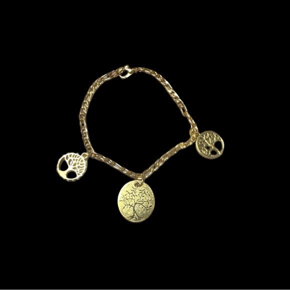 Life is a Gift/Tree of Life Charm Bracelet-Goldtone - Picture 2 of 3